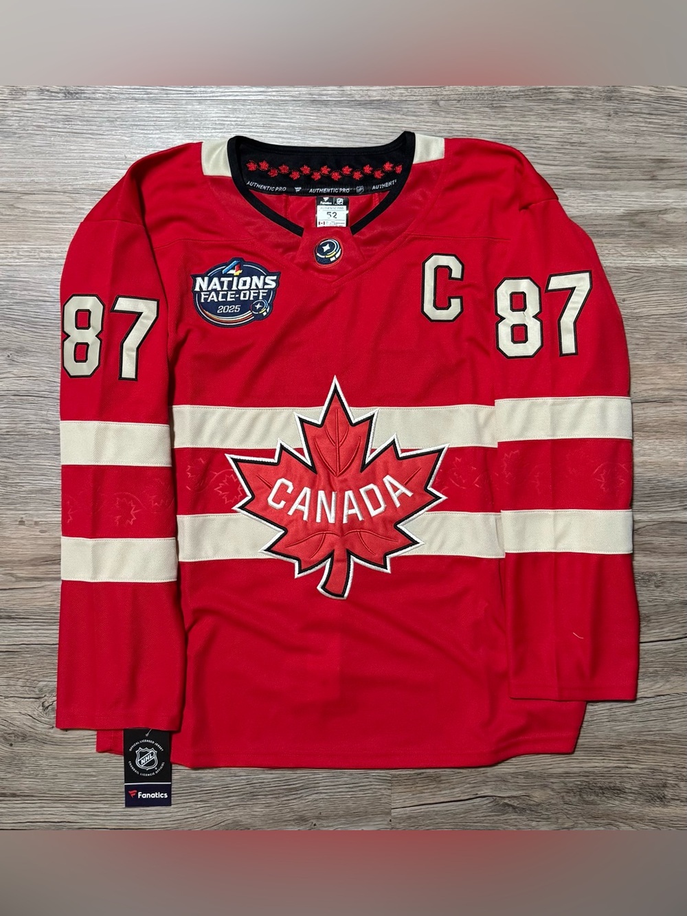 4 Nations Face-Off 2025 Canada Crosby #87 Hockey Jersey (LARGE)